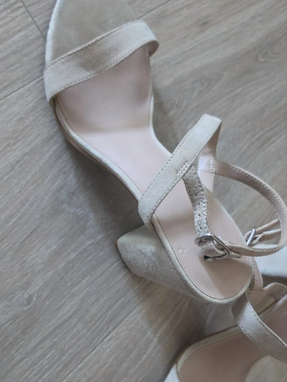 bp Light Beige Strappy Block Heel Sandals